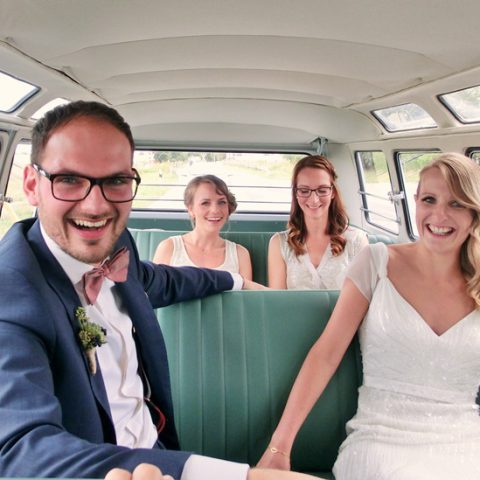 VW Bus-Bulli T1 Samba Deluxe als Hochzeitsauto - © T1-Berlin.de